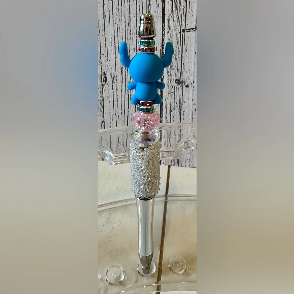 Disney Stitch Handcrafted Beaded Rhinestone Writing Pen Stationery Handmade